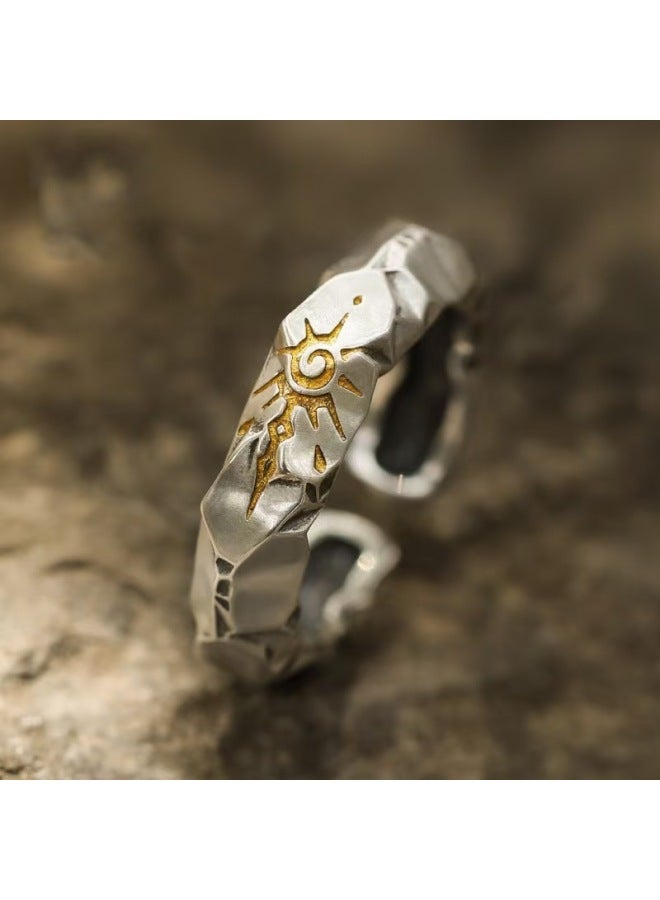 Zhen Yuan New Wishing Stone Self-discipline Ring Trendy Brand Boys High Sense Men's Unique Men's Ring