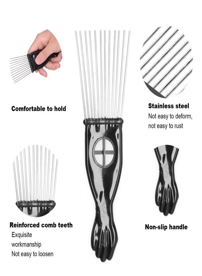 Yinhing مشط أفرو معدني، مشط أفرو، مشط معدني لتصفيف الشعر، مجموعة 5 قطع لمشط الشعر الأفريقي - Image 4