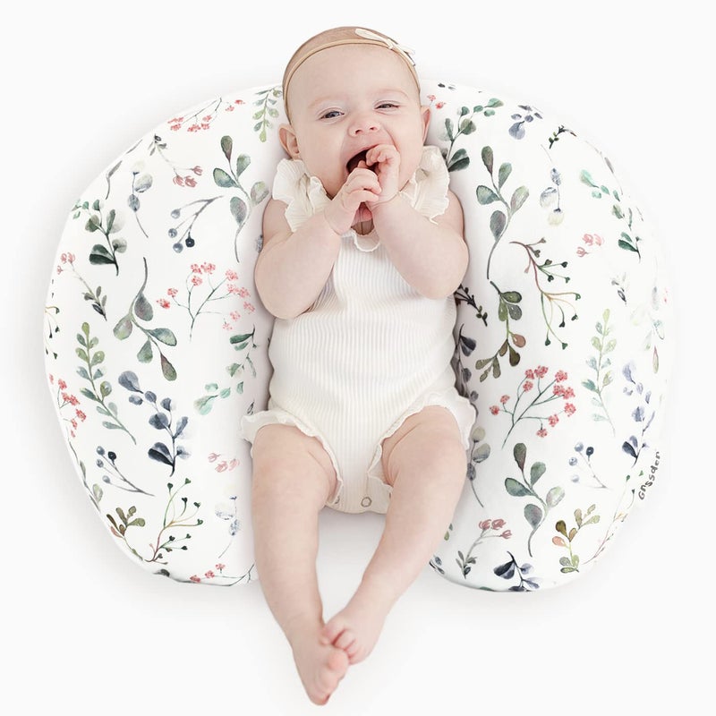 GRSSDER Nursing Pillow Cover Stretchy Minky Removable Nursing Covers for Breastfeeding Pillows, Ultra Soft Comfortable Slipcover for Girls, Stylish Flora Pattern - Image 2