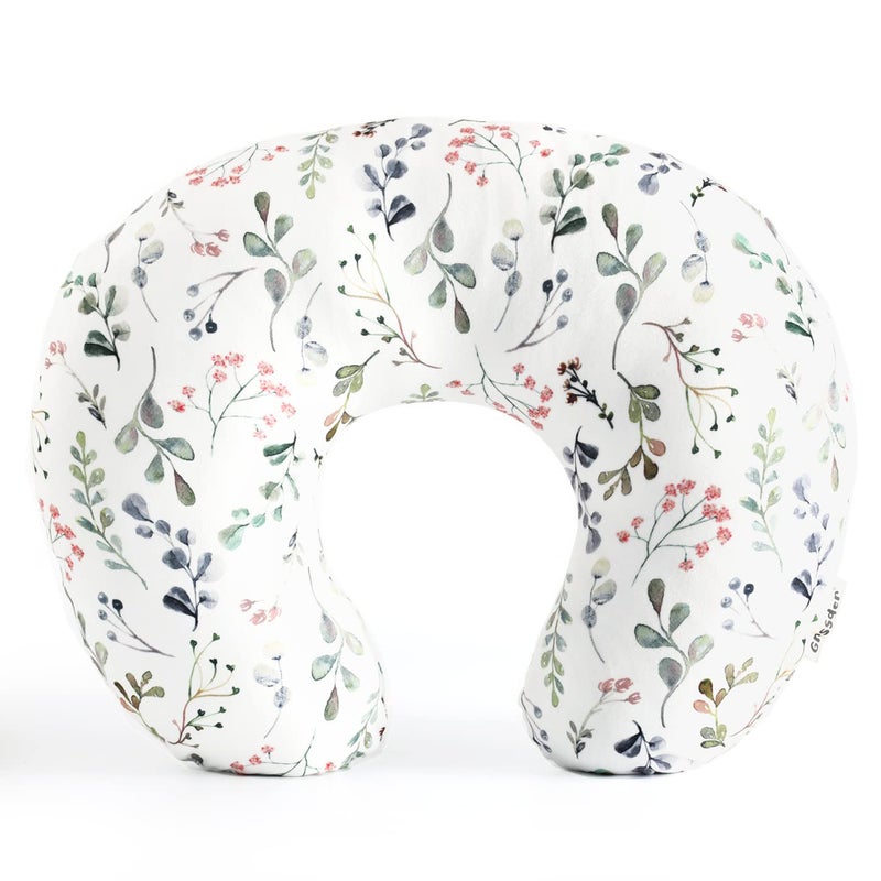 GRSSDER Nursing Pillow Cover Stretchy Minky Removable Nursing Covers for Breastfeeding Pillows, Ultra Soft Comfortable Slipcover for Girls, Stylish Flora Pattern - Image 1
