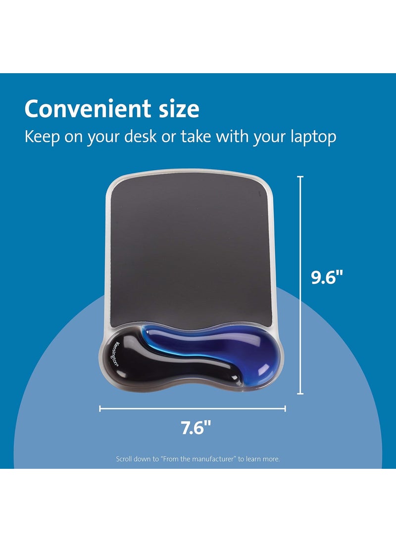 Kensington Kensington Duo Gel Mouse Pad with Wrist Rest Ergonomic Mouse Pad with Wrist Support for Pain Relief Comfortable NonSkid Gel Mouse Pad for Computer Laptop Office  Home 96 x 76 Blue K62401AM  - Image 2