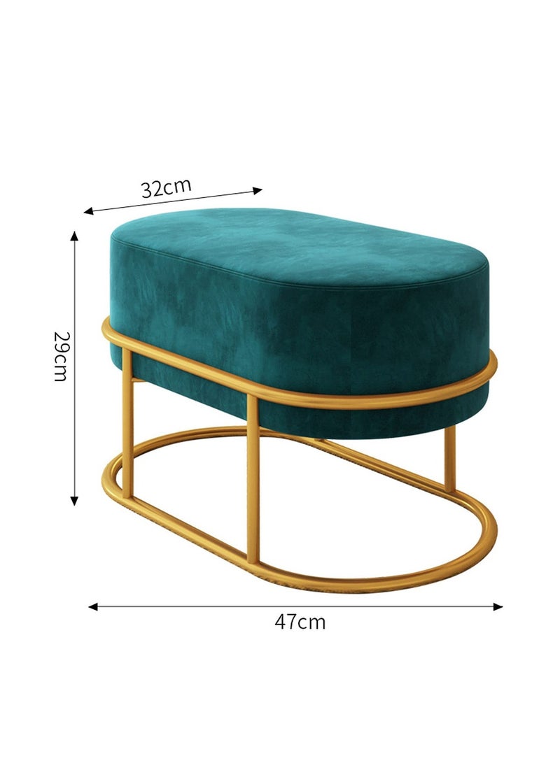 Arabest Makeup Chair Gold Metal Legs Velvet Ottoman Vanity Stool - Modern Cozy Upholstered Chair for Makeup Room, Living Room Home Decor, Small Foot Rest - Image 4
