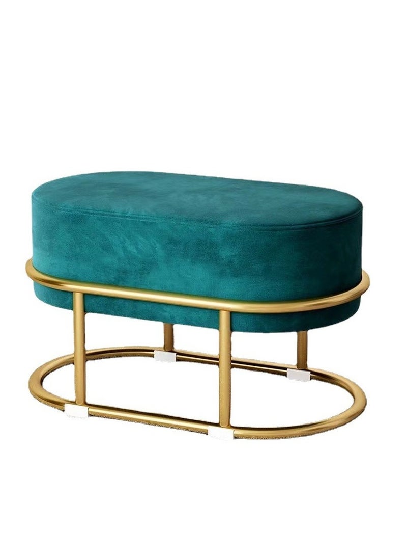 Arabest Makeup Chair Gold Metal Legs Velvet Ottoman Vanity Stool - Modern Cozy Upholstered Chair for Makeup Room, Living Room Home Decor, Small Foot Rest - Image 2