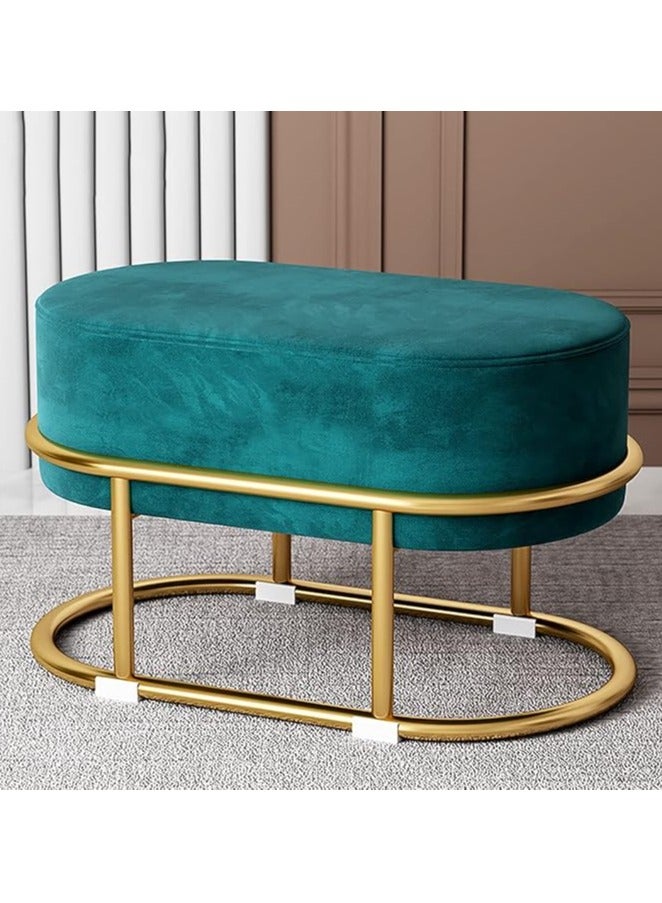 Arabest Makeup Chair Gold Metal Legs Velvet Ottoman Vanity Stool - Modern Cozy Upholstered Chair for Makeup Room, Living Room Home Decor, Small Foot Rest - Image 1