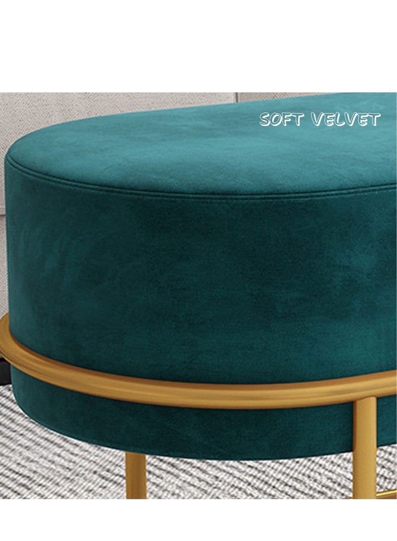 Arabest Makeup Chair Gold Metal Legs Velvet Ottoman Vanity Stool - Modern Cozy Upholstered Chair for Makeup Room, Living Room Home Decor, Small Foot Rest - Image 3