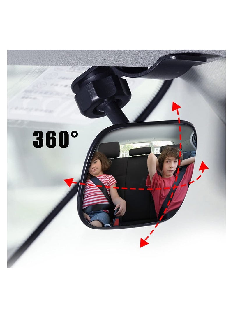 SYOSI Car Rearview Mirror, Hd Interior Blind Spot Mirror, Observe Road Visual Blind Spot, 360-degree Rotating Adjustable Angle, Fixed on the Sun Visor, Observe Back Seat Baby - Image 2