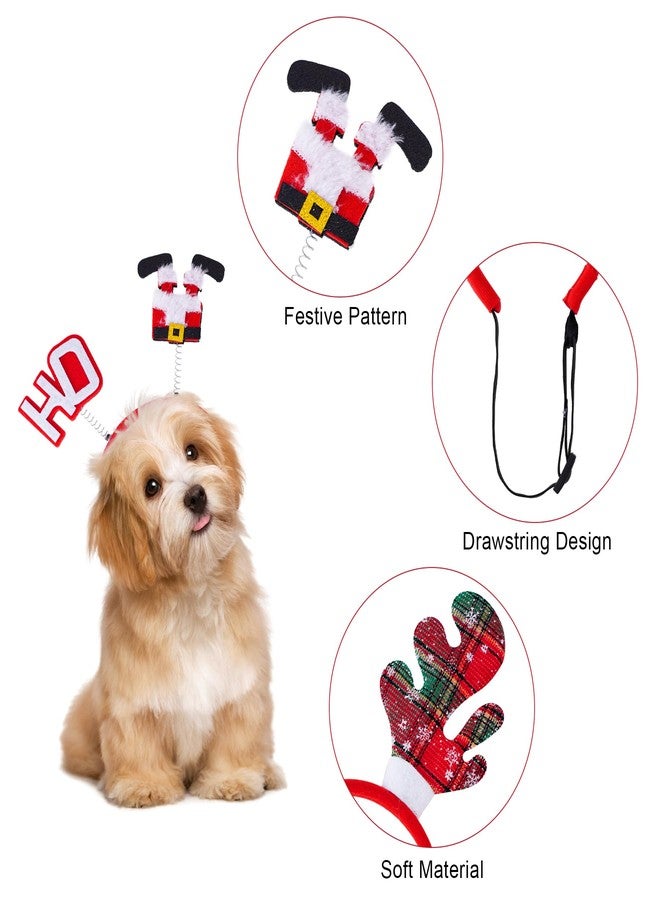yeabwps 3Pcs Pet Christmas Headbands Dog Christmas Headbands Red Pet Christmas Costume Santa Hat Snowman Reindeer Antlers Puppy Dog Headbands for Small Medium Dogs Christmas Party Supplies Xmas Party Decor - Image 5