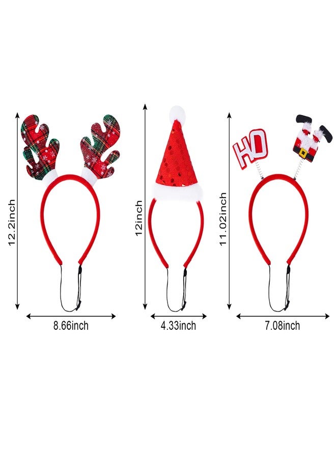 yeabwps 3Pcs Pet Christmas Headbands Dog Christmas Headbands Red Pet Christmas Costume Santa Hat Snowman Reindeer Antlers Puppy Dog Headbands for Small Medium Dogs Christmas Party Supplies Xmas Party Decor - Image 4