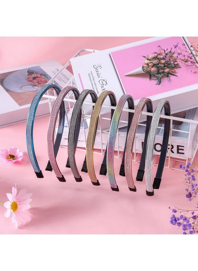 Candygirl - Rhinestone Headband For Women Girls 7Pcs Bling Sparkly Crystal Diamond Headband Toddler Kids Thin Plastic Hair Band Glitter Hair Accessories - Image 1