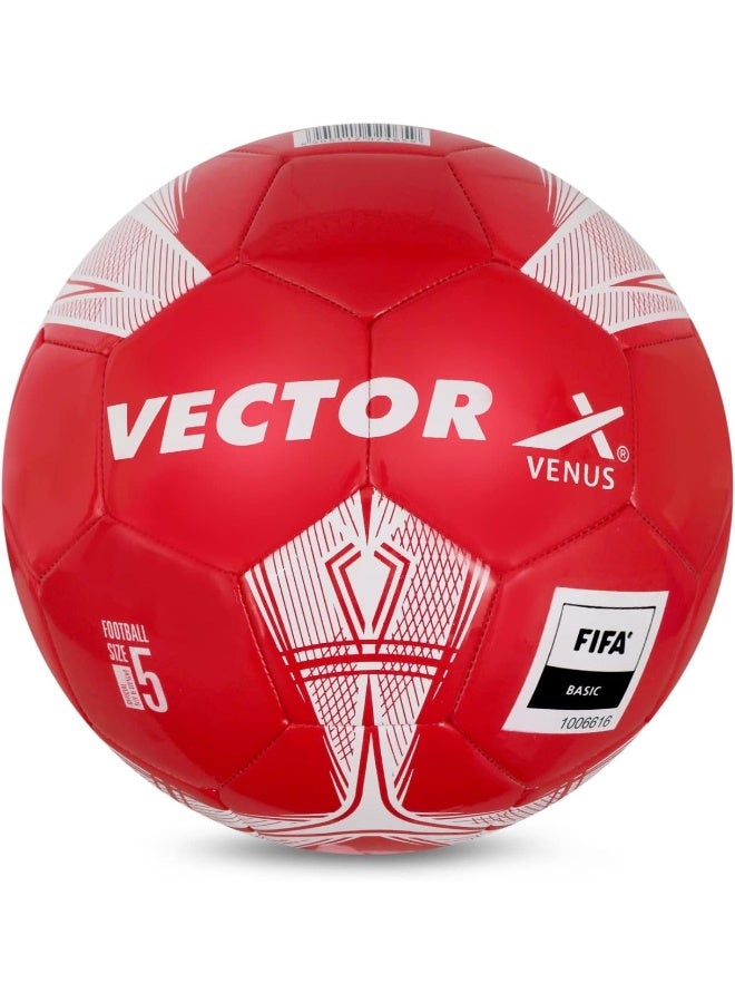 Vector X Venus Football – Size 5, Red/White, Durable Soccer Ball for Training & Match Play - Image 1