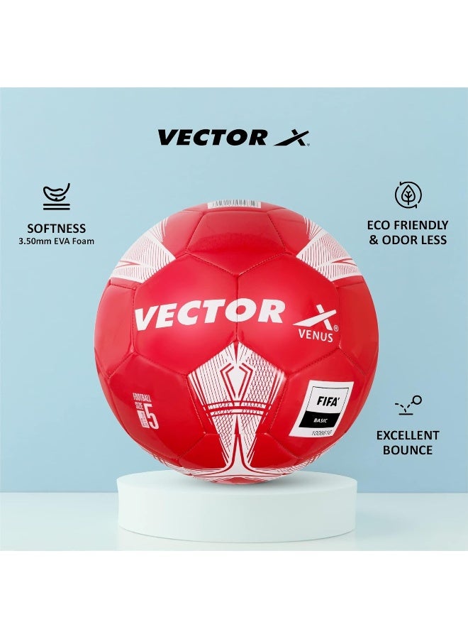 Vector X Venus Football – Size 5, Red/White, Durable Soccer Ball for Training & Match Play - Image 2