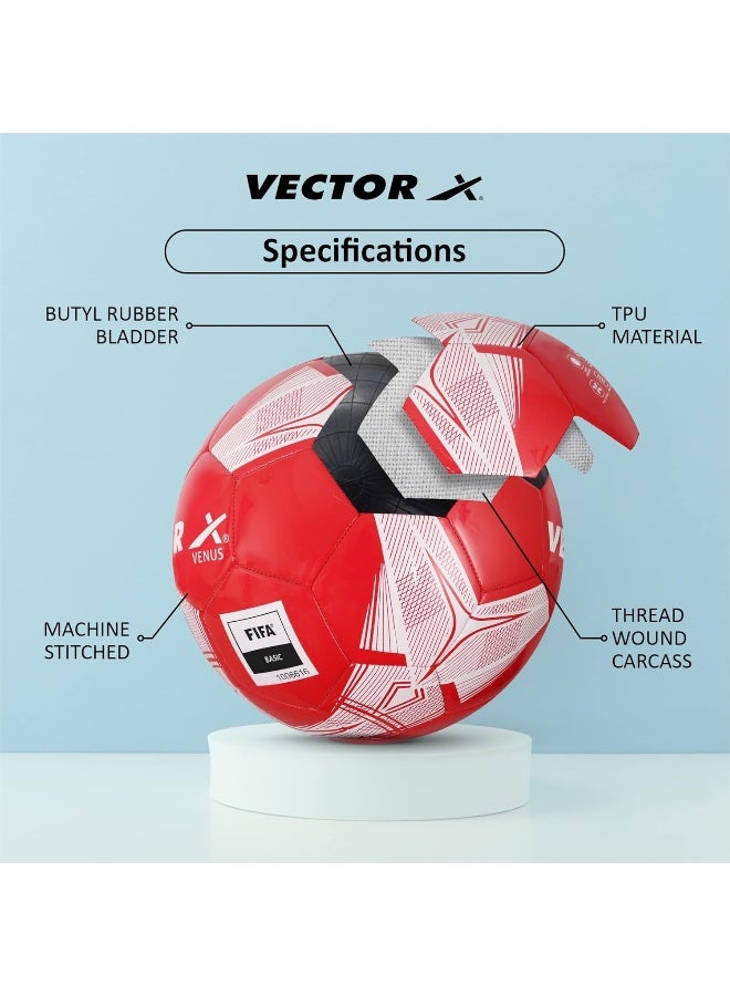 Vector X Venus Football – Size 5, Red/White, Durable Soccer Ball for Training & Match Play - Image 3