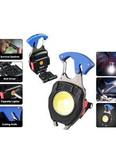 Generic 800 Lumens Rechargeable COB Keychain Flashlight - Multifunctional Pocket Light with Magnetic Base Bottle Opener and Emergency Modes for Camping Travel and Repairs | Blue  - Image 3