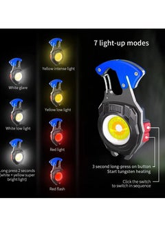 Generic 800 Lumens Rechargeable COB Keychain Flashlight - Multifunctional Pocket Light with Magnetic Base Bottle Opener and Emergency Modes for Camping Travel and Repairs | Blue  - Image 4