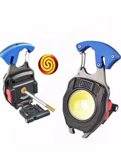 Generic 800 Lumens Rechargeable COB Keychain Flashlight - Multifunctional Pocket Light with Magnetic Base Bottle Opener and Emergency Modes for Camping Travel and Repairs | Blue  - Image 5