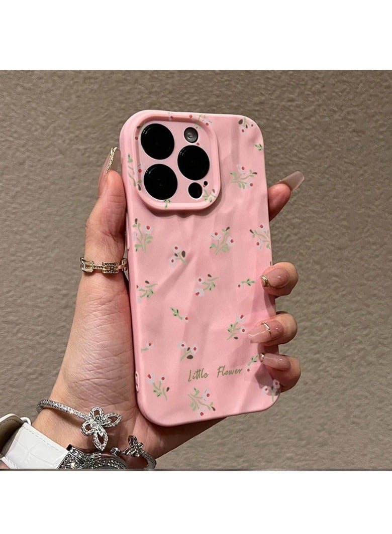 NIBEMINENT Floral Print Protective TPU Case Cover For IPhone 15, Pink