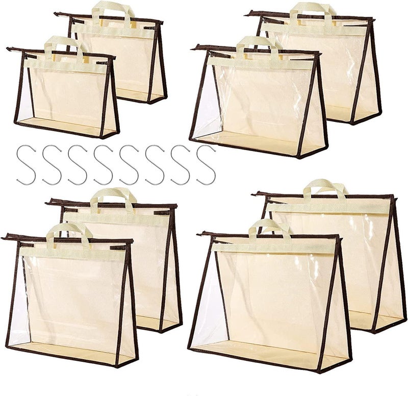 CINPIUK 8 Pack Handbag Dust Bags Clear Purse Storage Organizer for Closet Hanging Zipper Storage Bag for Handbags