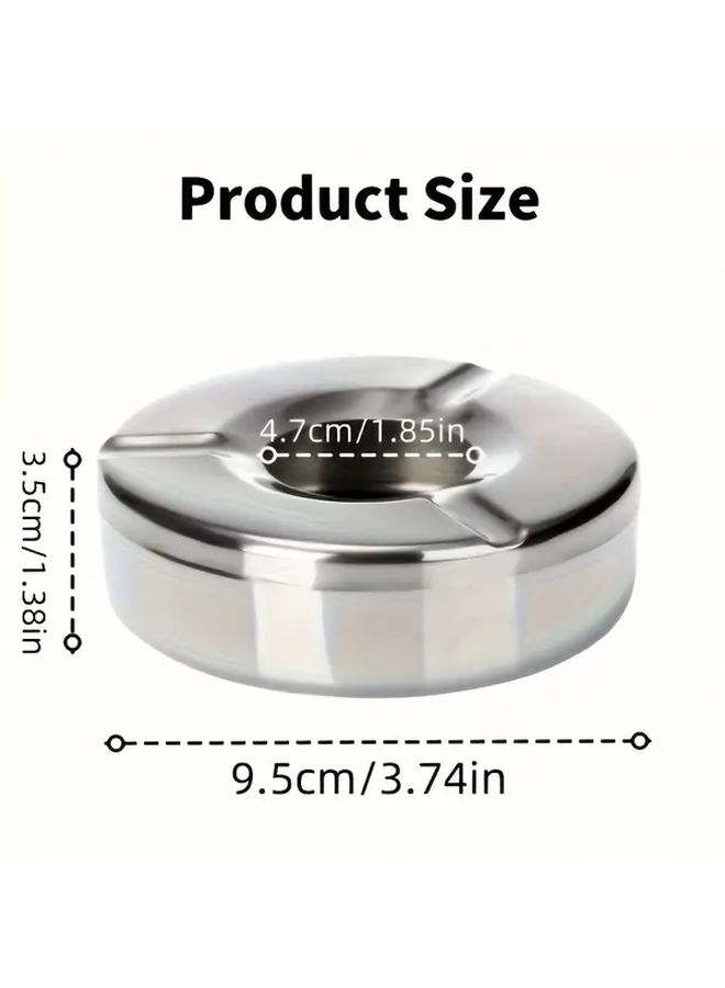 Silver Large Size Stainless Steel Ashtray with Lid for KTV Restaurants - Image 4