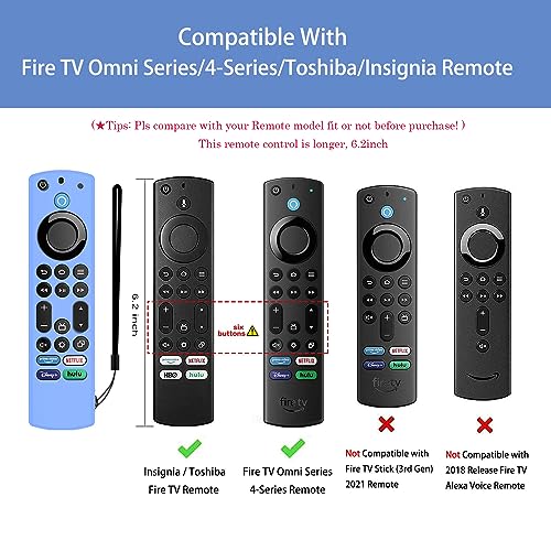 FiiMan Voice Remote Cover, Silicone Remote Case Compatible with Insignia Firetv Omni Series or TV 4-Series, Lightweight Anti Slip Shockproof Remote Cover Case with Lanyard (Blue Glow) - Image 2