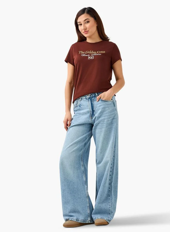 Splash FAV Regular Fit Cotton T-shirt with Embellishments
