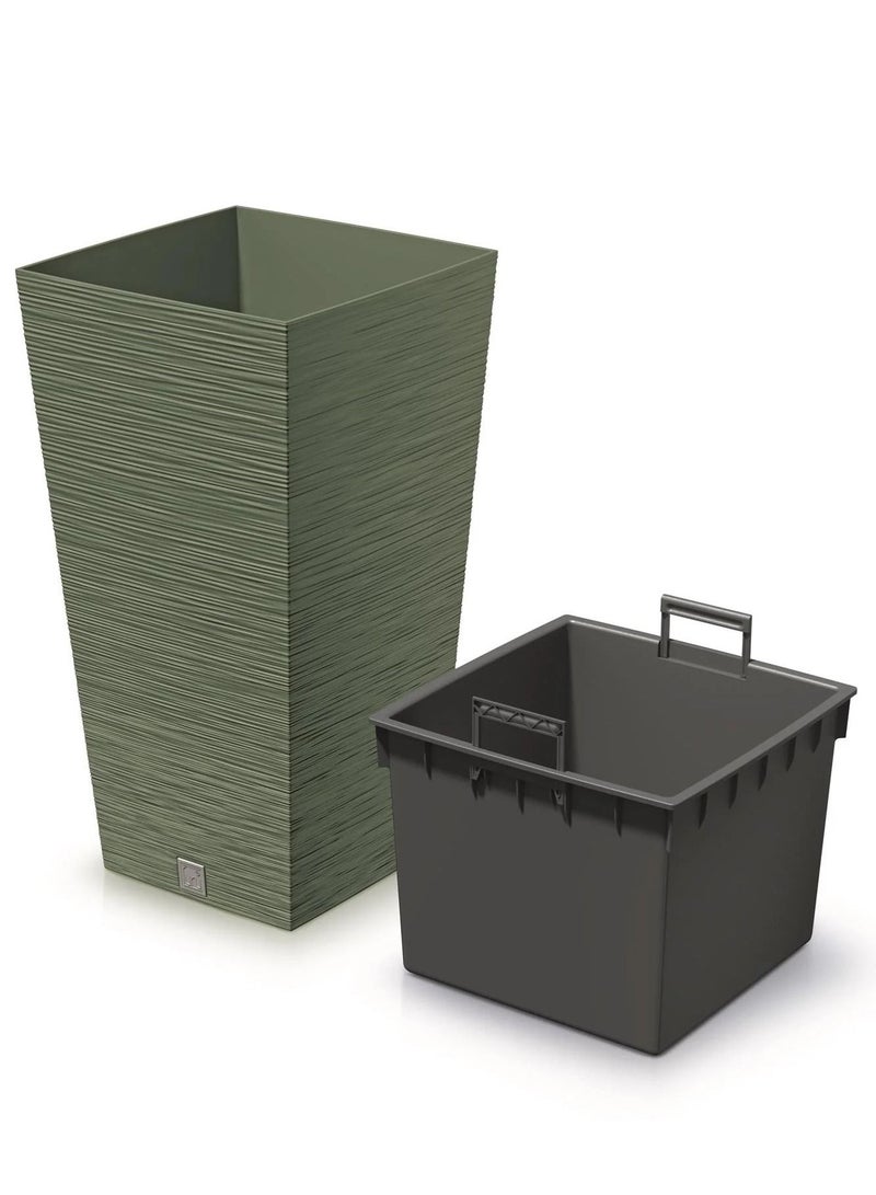ديكور Furu Square Plastic Planter Earth Green Color 39.5cm L  x 39.5cm W x 75.5cm H - Image 2