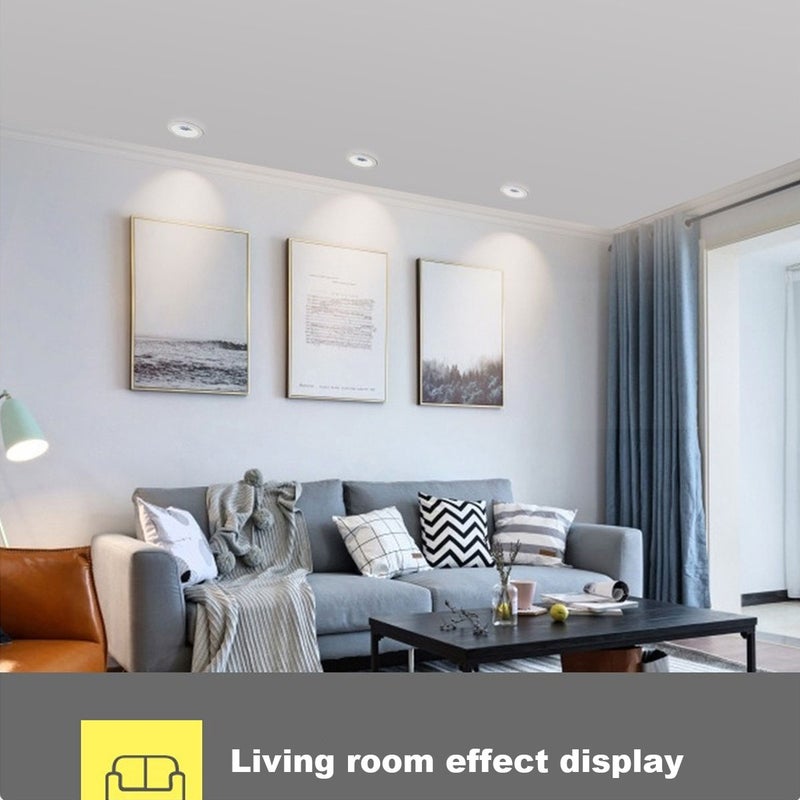 6W Adjustable Angle Deep Anti-Glare COB Spotlights Ultra Thin Recessed Light Eyeball Retrofit Spotlight 3000K 4000K Optional Flat Spot Lights - Image 2