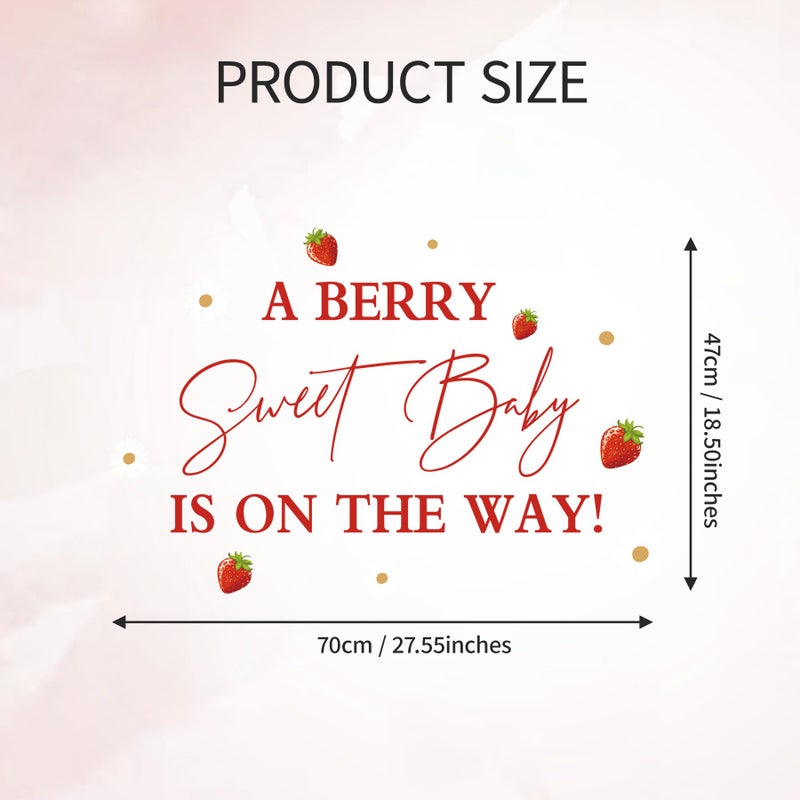 Dvehdbay A Berry Sweet Baby is on the Way Decorations - A Berry Sweet Baby is on the Way Decal for Balloons Arch Backdrop, Berry Sweet Baby Girl Shower Decorations, Strawberry First Birthday Decor for Girl - Image 2
