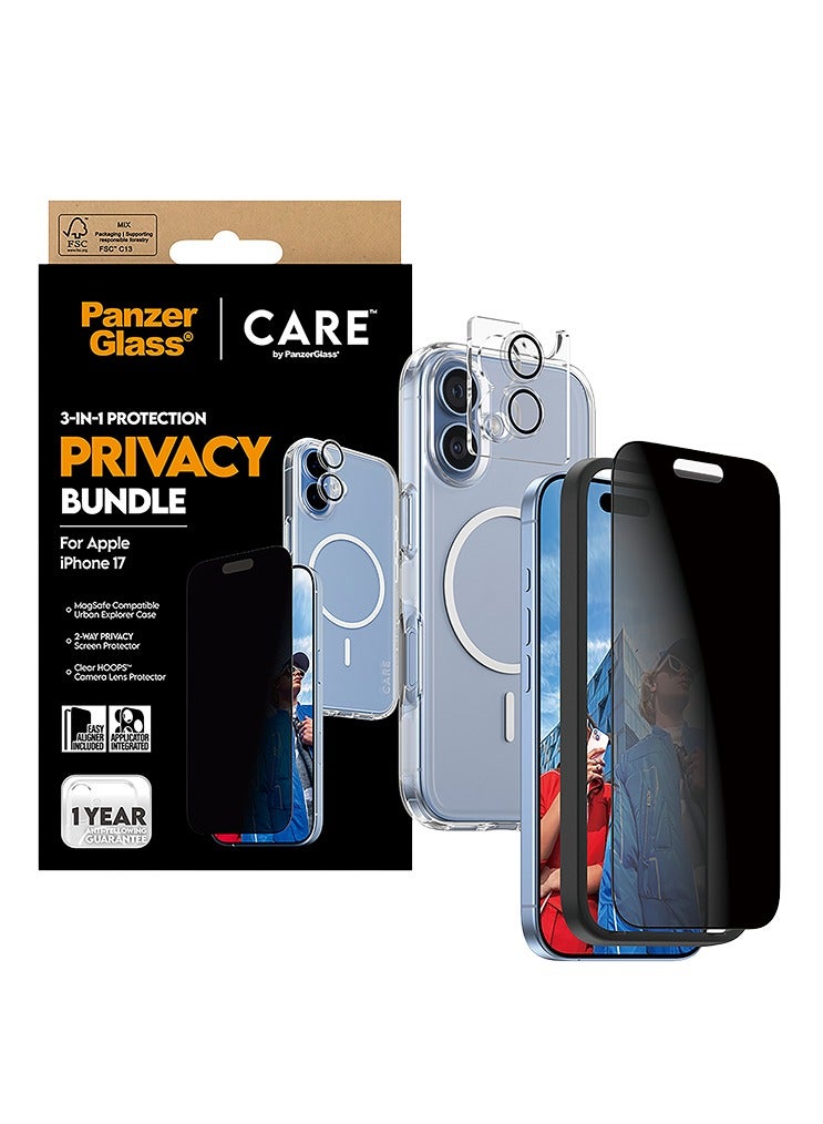 بانزرجلاس بكج حماية بانزر جلاس CARE يدعم MagSafe فلاقشيب 3 في 1 ايفون 17 - حفظ الخصوصية - Image 2