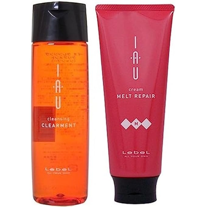 Lebel IAU Cleansing Clearment Hair Shampoo 200ml & Lebel IAU Melt Repair Hair Treatment 200ml Set (Green Tea Set)