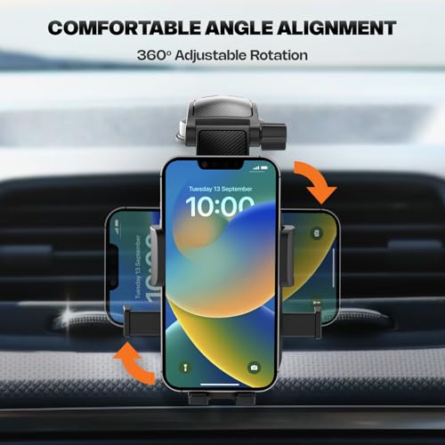 Amkette iGrip Drive Dash Car Mobile Holder for Dashboard, Mobiles Holder for car Dashboard with 360 Rotation, One -Touch Lock & Release Adjustable Mount with Strong Suction Cu (Black) - Image 4