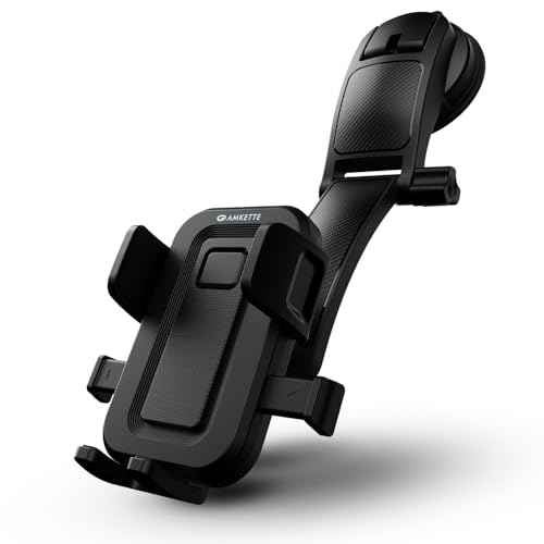 Amkette iGrip Drive Dash Car Mobile Holder for Dashboard, Mobiles Holder for car Dashboard with 360 Rotation, One -Touch Lock & Release Adjustable Mount with Strong Suction Cu (Black) - Image 1