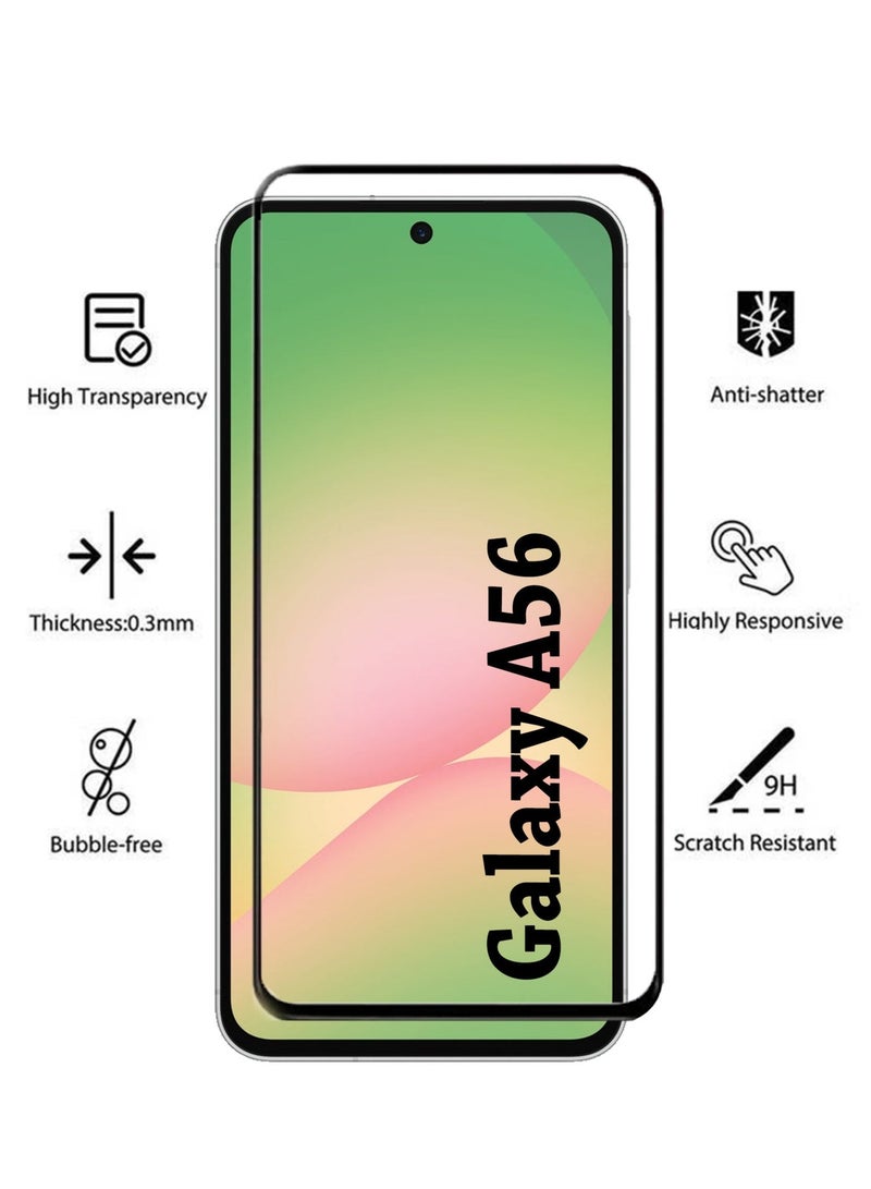 JOMILA Samsung Galaxy A56 Screen Protector | Tempered Glass Compatible with Samsung Galaxy A56 | Screen Protector Full HD Quality Tempered Glass Anti-Scratch Edge to Edge Coverage with Easy Installation Kit - Black - Image 3