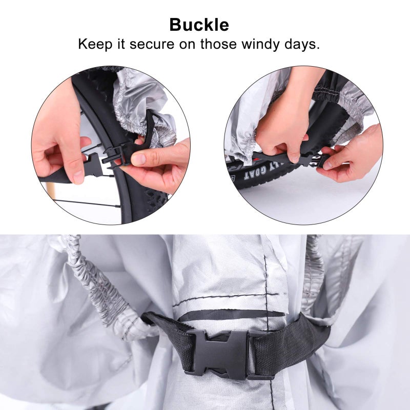 hanmir Bike Cover,Waterproof Outdoor Bicycle Cover Anti Dust Rain Snow UV, Bike Rain Cover for Mountain, Road & Heavy Duty Bikes with Lock Holes & Storage Bag - Image 3