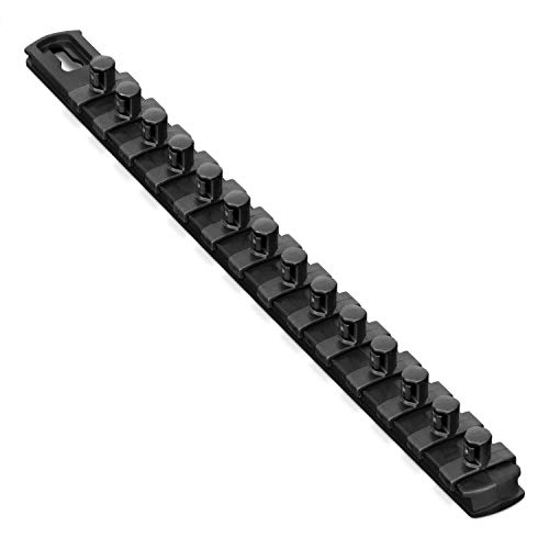 Ernst Manufacturing - 8424-Black-3/8 13-Inch Socket Organizer with 14 3/8-Inch Twist Lock Clips, Black - Image 1