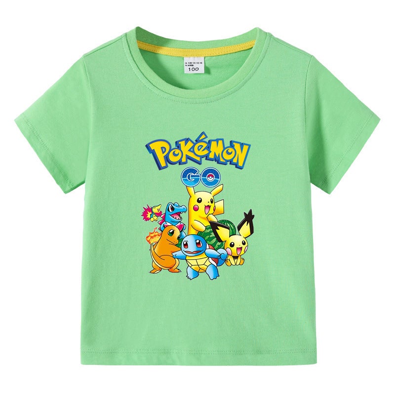 2023 New Children'S Clothing Children'S Summer Short-Sleeved T-Shirt Boys And Girls Pikachu Bottoming Shirt Baby Half-Sleeved T-Shirt Top - Image 2