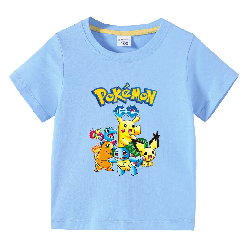 2023 New Children'S Clothing Children'S Summer Short-Sleeved T-Shirt Boys And Girls Pikachu Bottoming Shirt Baby Half-Sleeved T-Shirt Top - Image 3