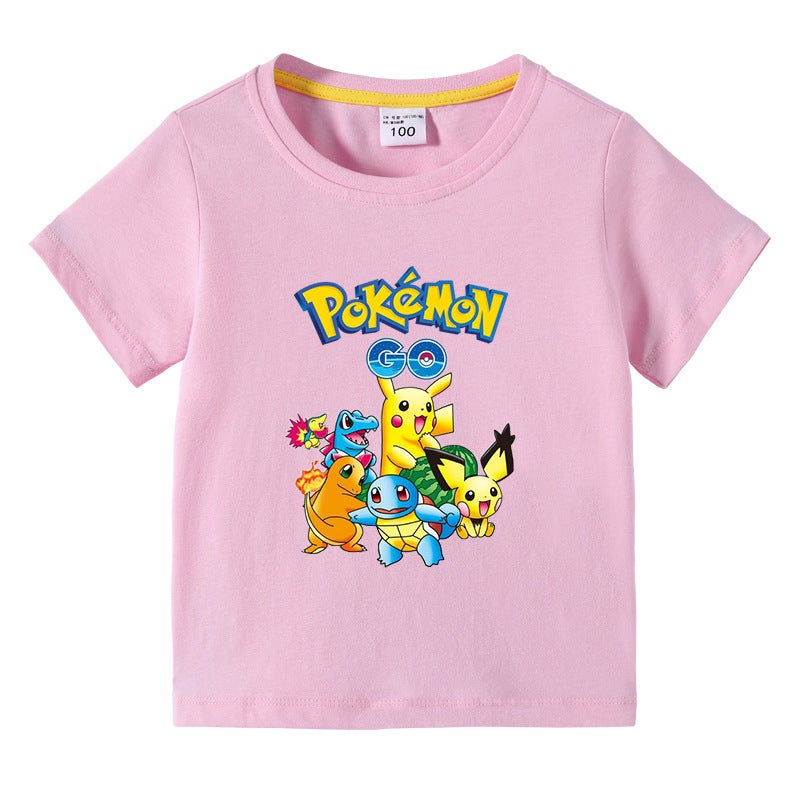 2023 New Children'S Clothing Children'S Summer Short-Sleeved T-Shirt Boys And Girls Pikachu Bottoming Shirt Baby Half-Sleeved T-Shirt Top - Image 5