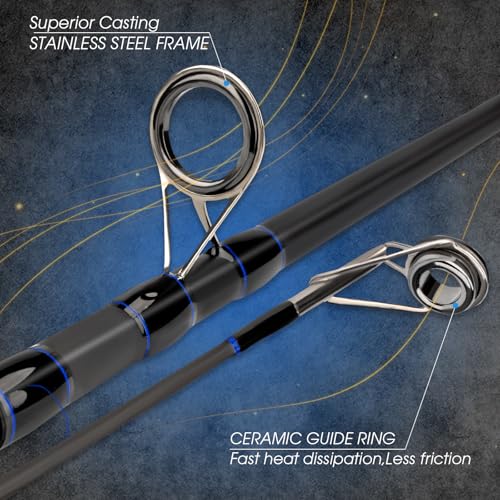 THKFISH 4 Piece5 Piece Saltwater Travel Rod Heavy Spinning Fishing Rod Portable Travel Surf Rod Carbon Fiber Saltwater Boat Fishing Rod 697989 with Case Bag for Seawater Fish - Image 3