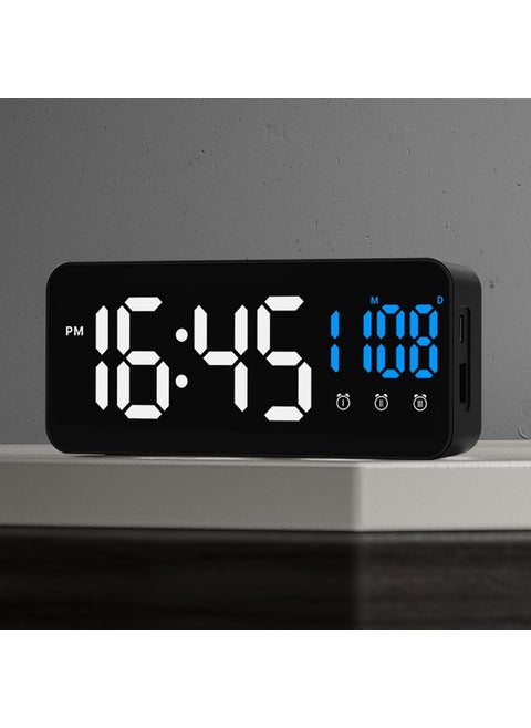 Cross-border creative multifunctional LED mirror clock LED digital clock dresser clock electronic alarm clock student alarm clock Black Shell white light + Blue Light Black Shell white light + Blue Light