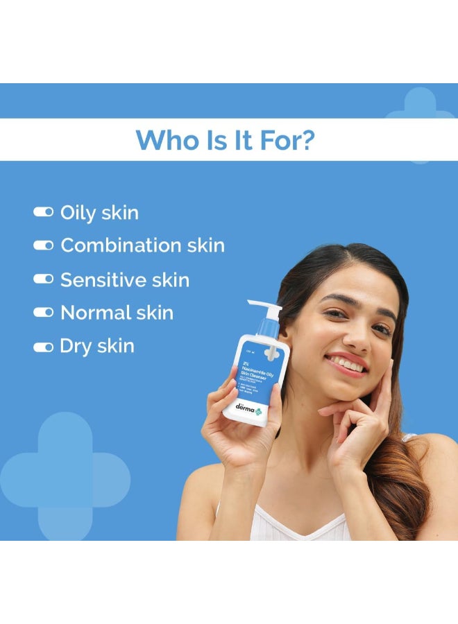 THE derma Co منظف البشرة ديرما كو 2% نياسيناميد للبشرة الحساسة والدهنية والمختلطة 125 مل غير مهيج | خالي من الصابون 100% | غير جاف | ينظف المكياج بلطف | مع 0.1% حمض ساليسيليك بالوزن المئوي - Image 3