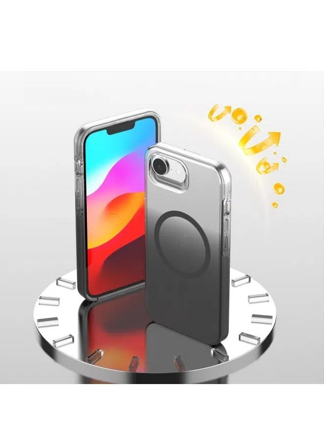 General Suitable for iPhone 16E magnetic mobile phone case gradient transparent black anti-scratch hand anti-yellow pc anti-fall protective case  - Image 3