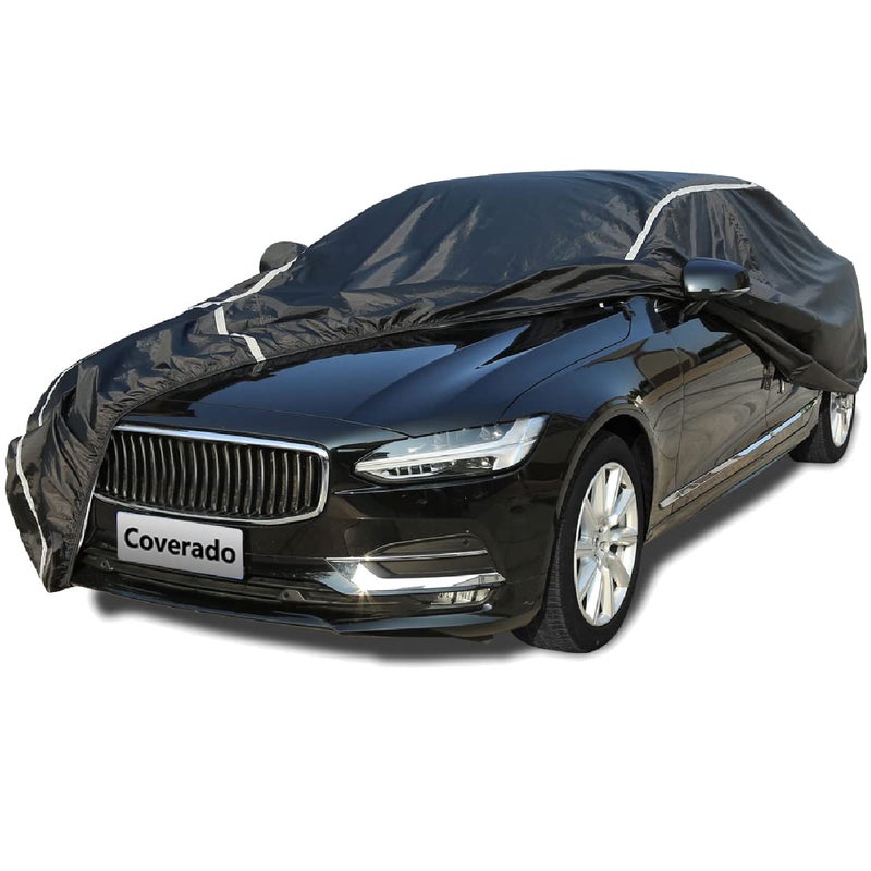 Coverado Car Cover Waterproof All Weather, Sedan Car Cover Hail Protection with Zipper Door, Soft Cotton Lined Car Covers for Automobiles, Snowproof UV Protection Universal Fit for Sedan (191"-200") - Image 1