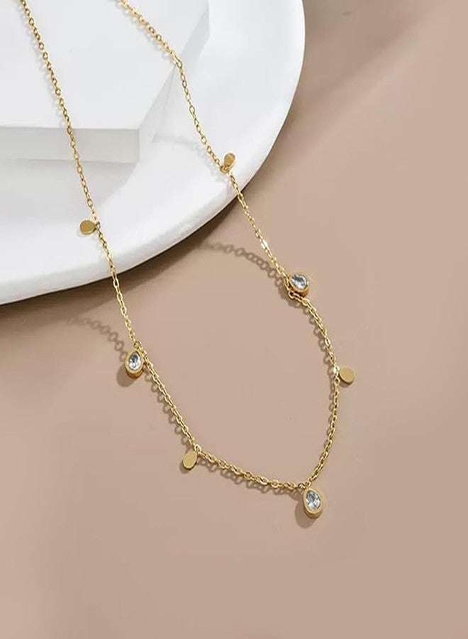 Peora Crystal Studded Gold Plated Fancy Chain Necklace Jewellery for Women & Girls - Image 5