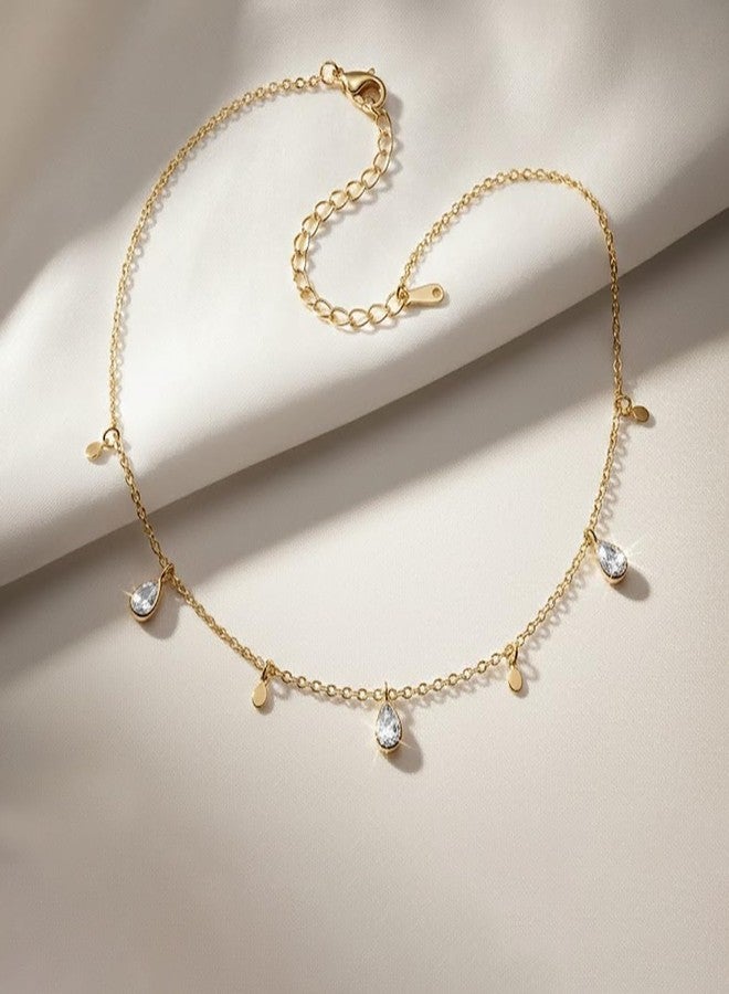 Peora Crystal Studded Gold Plated Fancy Chain Necklace Jewellery for Women & Girls - Image 3