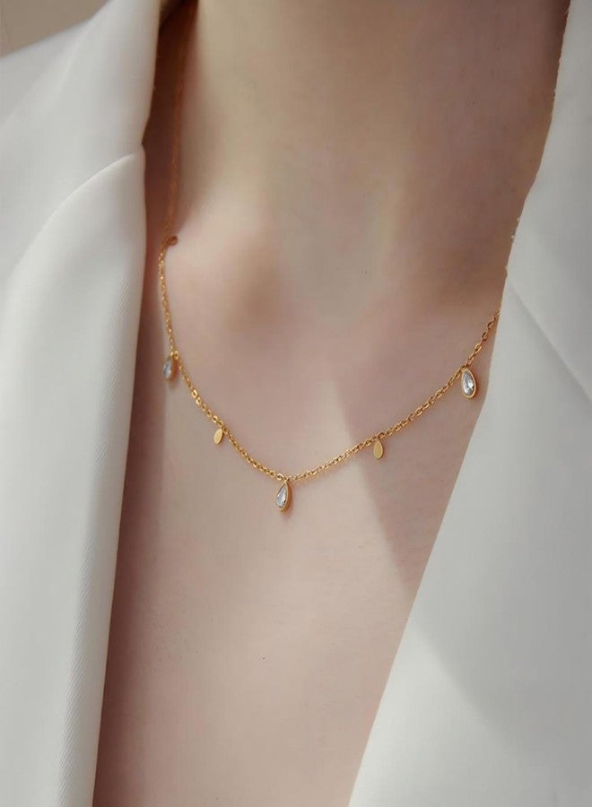 Peora Crystal Studded Gold Plated Fancy Chain Necklace Jewellery for Women & Girls - Image 2