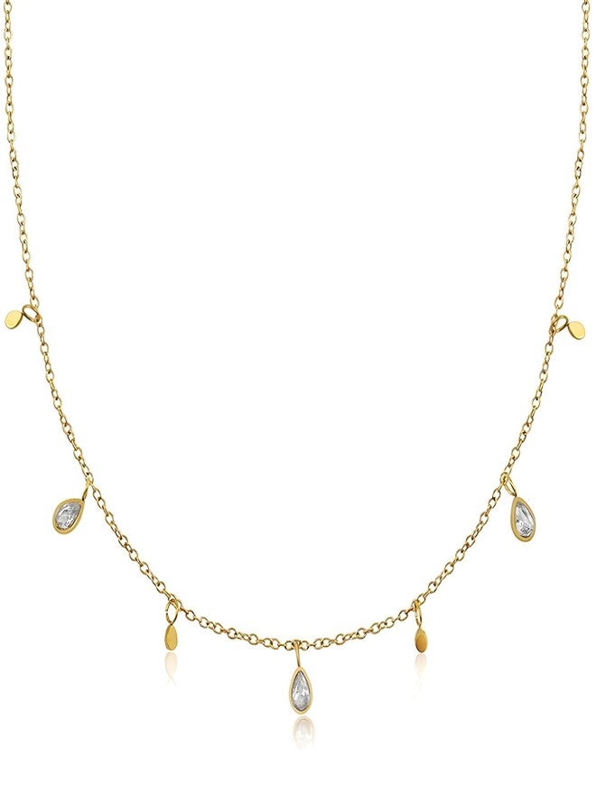 Peora Crystal Studded Gold Plated Fancy Chain Necklace Jewellery for Women & Girls - Image 1