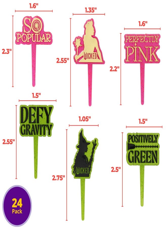 DecoPac Wicked Elphaba and Glinda Cupcake Toppers, 24 Cupcake Toppers For Cakes, Birthday's, Celebrations, Food Safe Cake Decorations - 24 Pack - Image 3