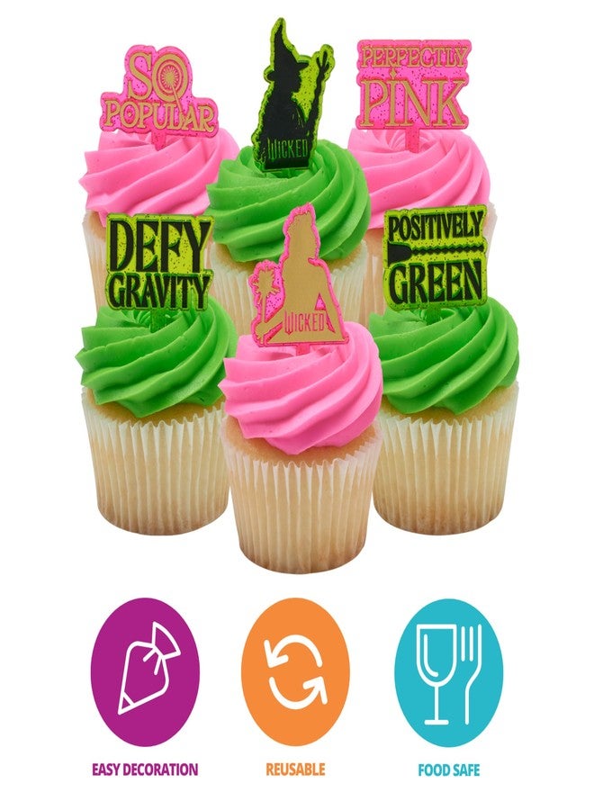 DecoPac Wicked Elphaba and Glinda Cupcake Toppers, 24 Cupcake Toppers For Cakes, Birthday's, Celebrations, Food Safe Cake Decorations - 24 Pack - Image 2