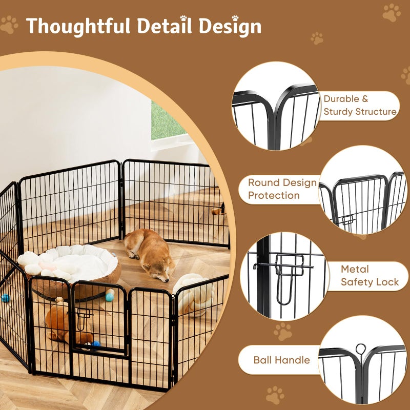 DUMOS Dog Playpen Indoor, Metal 32 Inch 8 Panels Foldable Pet Fence with Door, Outdoor Small Medium Large Dog Puppy Portable Exercise Play Pen for RV Camping, Trips, Play Yard - Image 3
