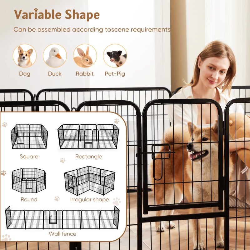 DUMOS Dog Playpen Indoor, Metal 32 Inch 8 Panels Foldable Pet Fence with Door, Outdoor Small Medium Large Dog Puppy Portable Exercise Play Pen for RV Camping, Trips, Play Yard - Image 4